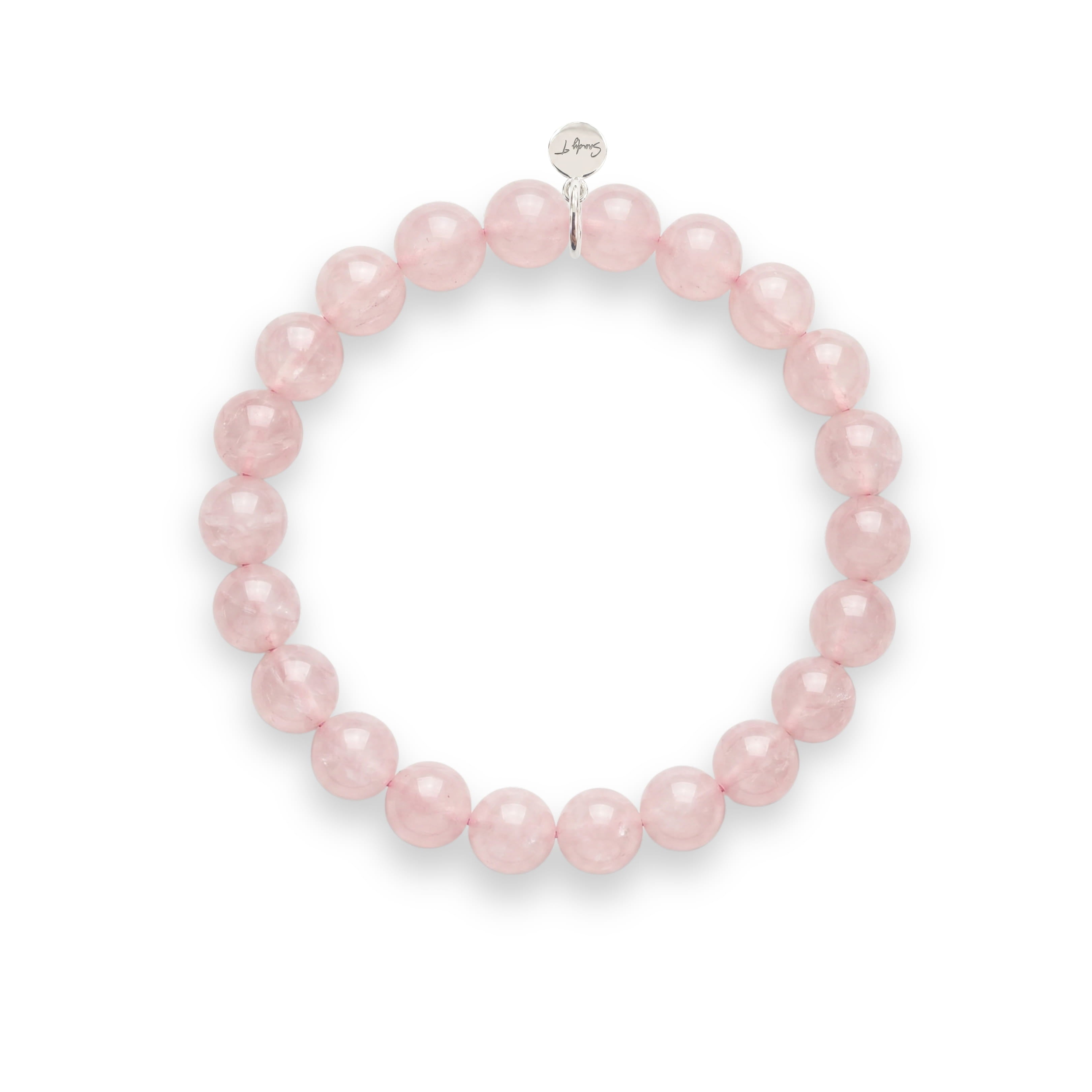 Rose Quartz & Sterling Silver Charm Bracelet