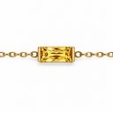 November birthstone-colour bracelet with a golden yellow rectangular faceted stone and polished gold-tone chain on white.