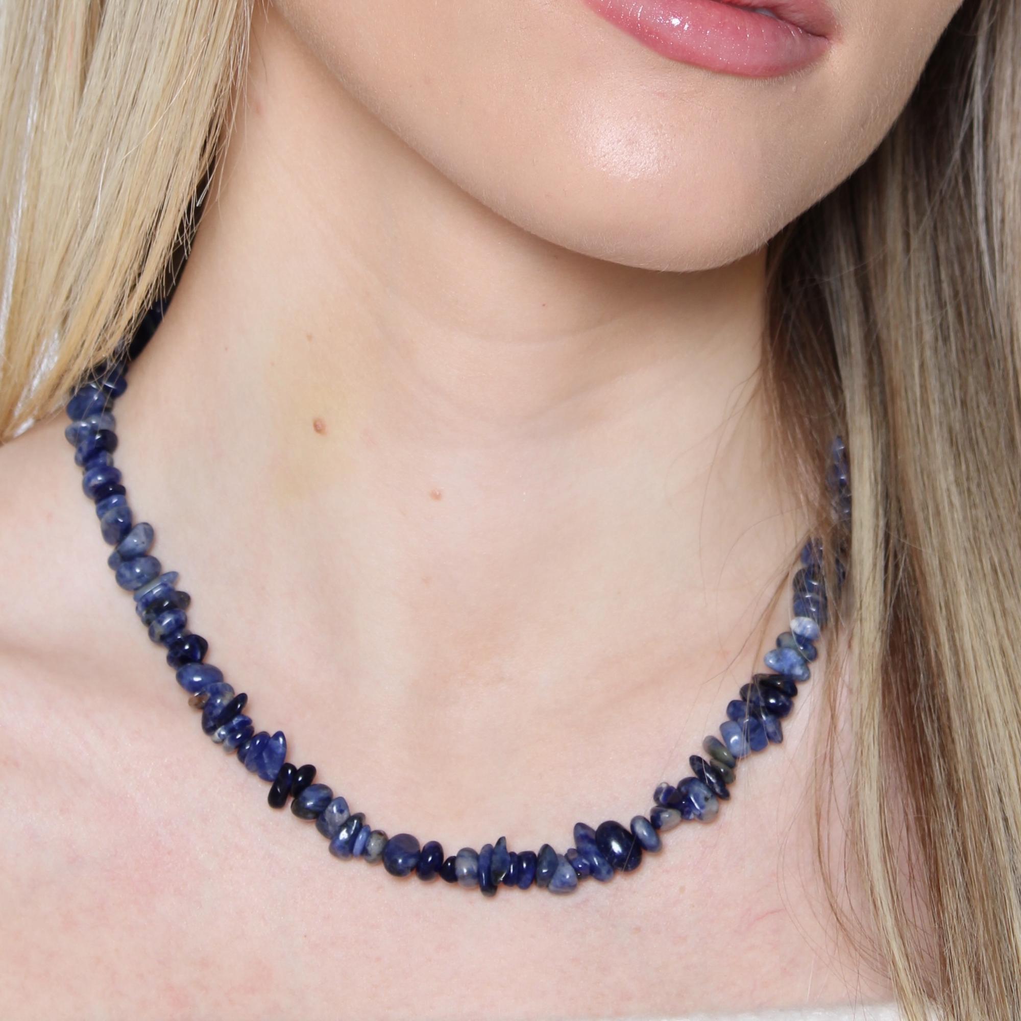 Sodalite Crystal Chipstone Necklace