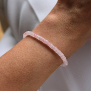 Rose Quartz Sweetie Stone & Sterling Silver T-Bar Bracelet