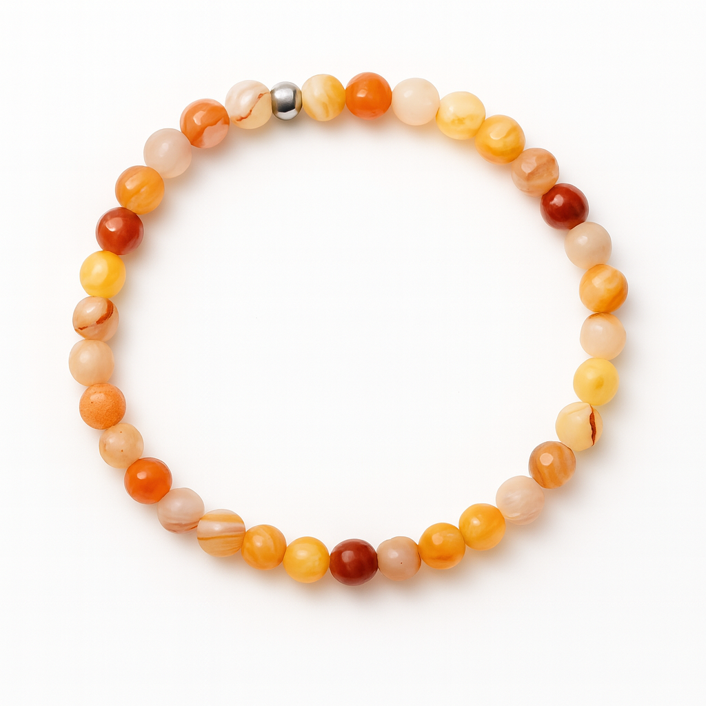 Natural Carnelian round gemstone bracelet by Sandy T – courage and motivation