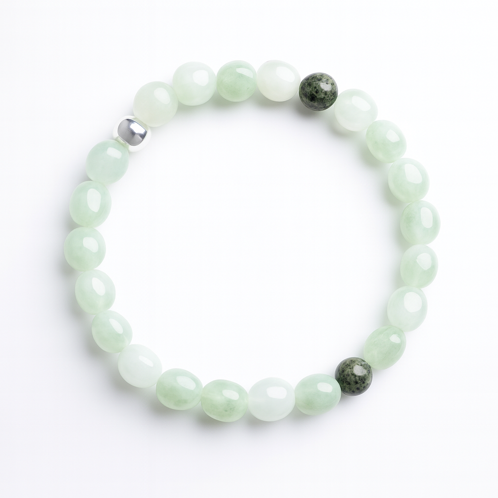Natural Jade and Aventurine round gemstone bracelet by Sandy T – luck and prosperity