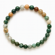 Natural Moss Agate round gemstone bracelet by Sandy T – grounding and growth