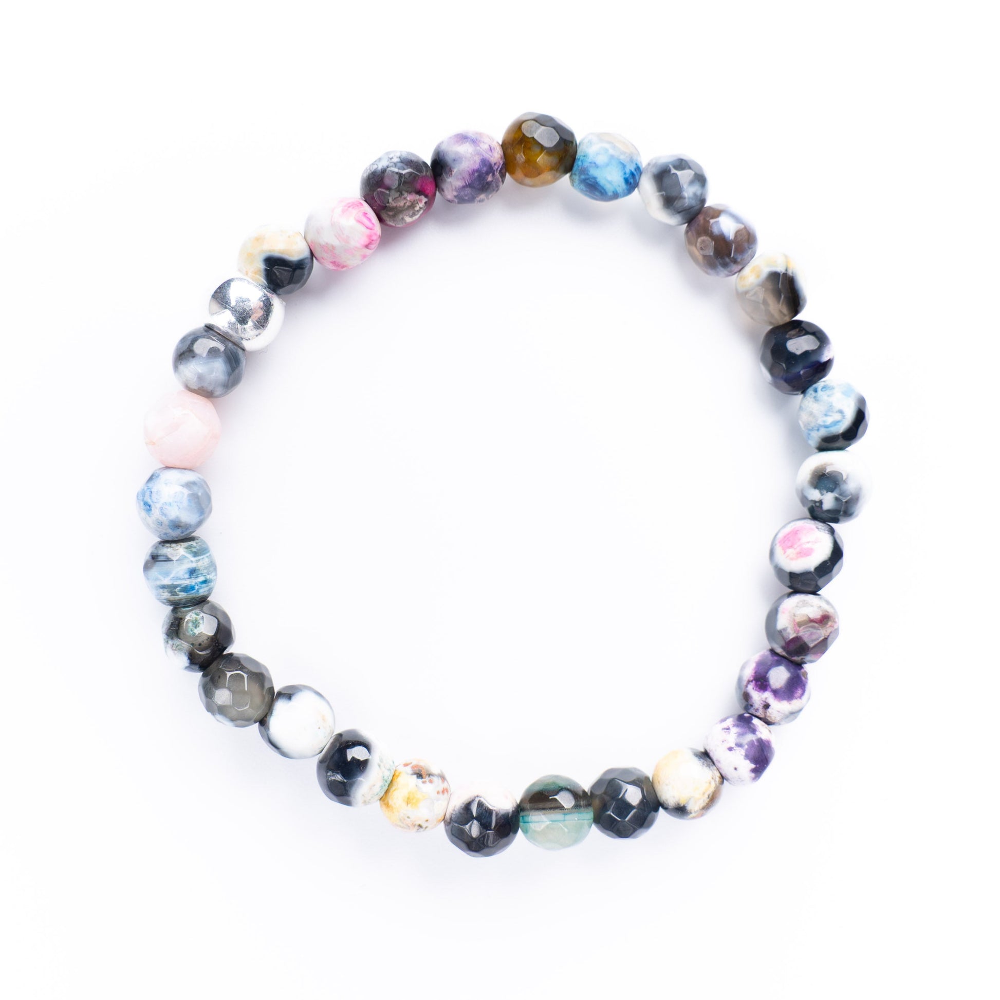 Natural Rainbow Agate round gemstone bracelet by Sandy T – positivity and creativity
