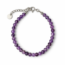 Sandy T 4mm purple gemstone bracelet with round spring-ring clasp and optional extension, design preview on white.