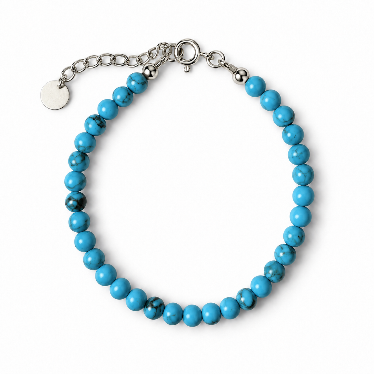 Turquoise blue 4mm natural gemstone bracelet