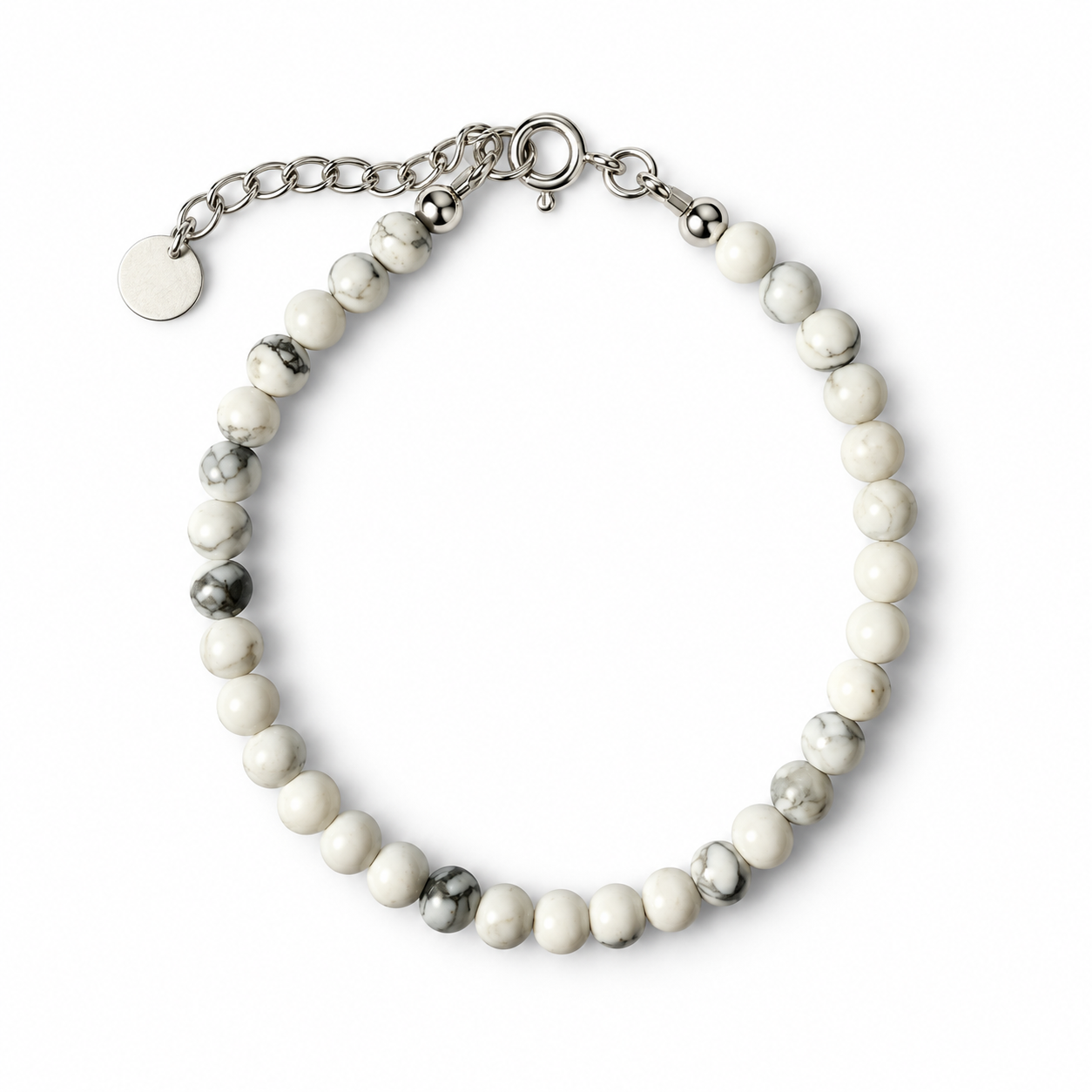 White 4mm natural gemstone bracelet