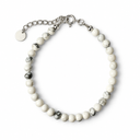 Sandy T 4mm white gemstone bracelet with round spring-ring clasp and optional extension, design preview on white.