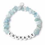 Aquamarine Personalised White Letter Chipstone Bracelet