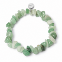 Aventurine chipstone bracelet with a round sterling silver Sandy T signature tag on a white background