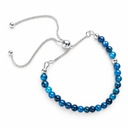 Blue Agate & Sterling Silver Adjustable Bracelet with Hammered Bead