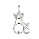 Bunny Duo Charm in Sterling Silver, with an upright silver jump ring