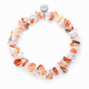 Carnelian & Quartz chipstone bracelet with a round sterling silver Sandy T signature tag on a white background