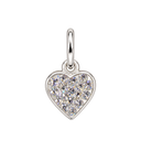 Clear CZ Heart Charm in Sterling Silver, with an upright silver jump ring