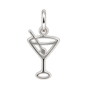 Cocktail Glass Charm in Sterling Silver, with an upright silver jump ring