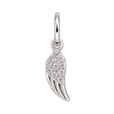 CZ Angel Wing Charm in Sterling Silver, with an upright silver jump ring