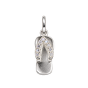 CZ Flip Flop Charm in Sterling Silver, with an upright silver jump ring