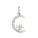 CZ Moon and Sun Charm in Sterling Silver, with an upright silver jump ring