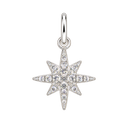 CZ Starburst Charm in Sterling Silver, with an upright silver jump ring