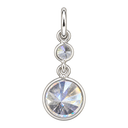 Double CZ Drop Charm in Sterling Silver, with an upright silver jump ring