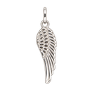 Feathered Angel Wing Charm in Sterling Silver, with an upright silver jump ring