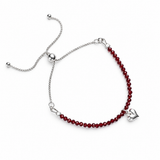 Garnet & Sterling Silver Adjustable Bracelet