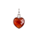 Sterling Silver Gemstone Heart Charm — Carnelian, with an upright silver jump ring