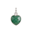 Sterling Silver Gemstone Heart Charm — Malachite, with an upright silver jump ring
