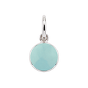 Sterling Silver Round Gemstone Charm — Aquamarine, with an upright silver jump ring