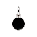 Sterling Silver Round Gemstone Charm — Black Obsidian, with an upright silver jump ring