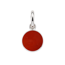 Sterling Silver Round Gemstone Charm — Carnelian, with an upright silver jump ring