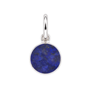 Sterling Silver Round Gemstone Charm — Labradorite, with an upright silver jump ring