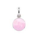 Sterling Silver Round Gemstone Charm — Rose Quartz, with an upright silver jump ring