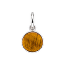 Sterling Silver Round Gemstone Charm — Tiger's Eye, with an upright silver jump ring