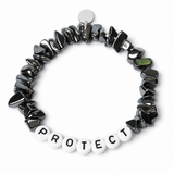 Hematite Personalised White Letter Chipstone Bracelet