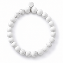 Howlite 6mm Round Stone Bracelet by Sandy T, shown on a white background, with a blank silver tag