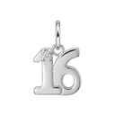Sterling Silver Milestone Charm — 16th, with an upright silver jump ring