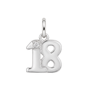 Sterling Silver Milestone Charm — 18th, with an upright silver jump ring