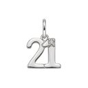 Sterling Silver Milestone Charm — 21st, with an upright silver jump ring
