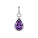 Sterling Silver Amethyst Droplet Charm — Amethyst Droplet, with an upright silver jump ring