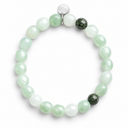 Jade & Aventurine Mixed Round Stone Bracelet by Sandy T, shown on a white background, with a blank silver tag