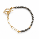 Labradorite & 18K Gold-Plated Sterling Silver Paperclip Chain Bracelet