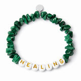 Malachite Personalised White Letter Chipstone Bracelet