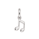 Musical Note Charm in Sterling Silver, with an upright silver jump ring