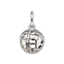 Openwork Globe Charm in Sterling Silver, with an upright silver jump ring