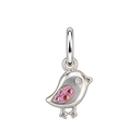 Pink CZ Bird Charm in Sterling Silver, with an upright silver jump ring