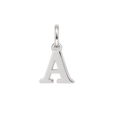 Plain sterling silver initial A, with an upright silver jump ring