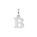 Plain sterling silver initial B, with an upright silver jump ring