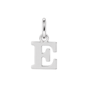 Plain sterling silver initial E, with an upright silver jump ring