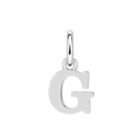 Plain sterling silver initial G, with an upright silver jump ring